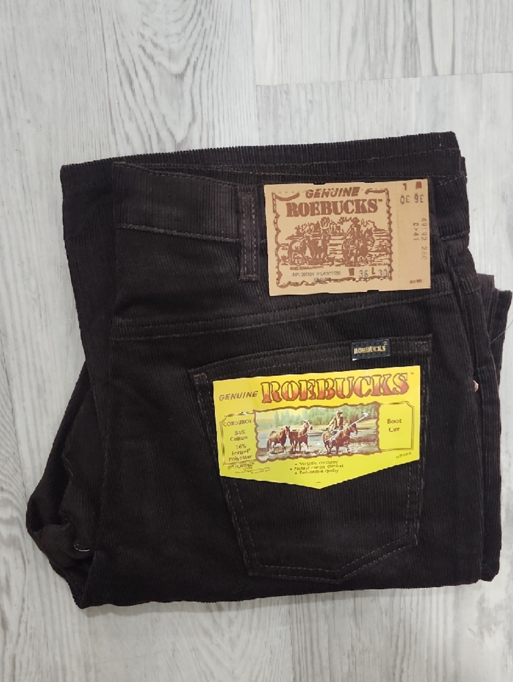 Deadstock NWT Sears Roebucks Brown Corduroy Boot Cut Pants Size 36x30 - Picture 4 of 6